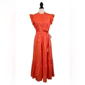 Who What Wear Orange Dress with Ruffle Sleeves